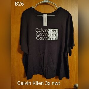 Calvin Klein Black Tee with Silver Logo Block
